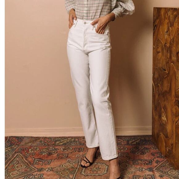 AGOLDE 90's Pinch Waist High Rise Straight Jeans Porcelain White Sz 31 NWT $200 - Picture 1 of 14